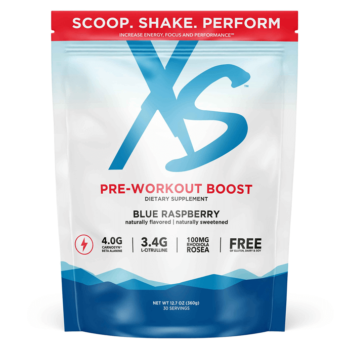 XS Pre-Workout Boost – Blue Raspberry & Green Apple (30 Servings or 12 Sticks)