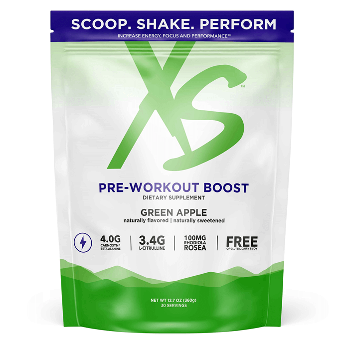 XS Pre-Workout Boost – Blue Raspberry & Green Apple (30 Servings or 12 Sticks)