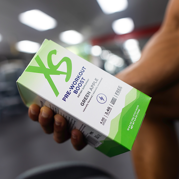 XS Pre-Workout Boost – Blue Raspberry & Green Apple (30 Servings or 12 Sticks)